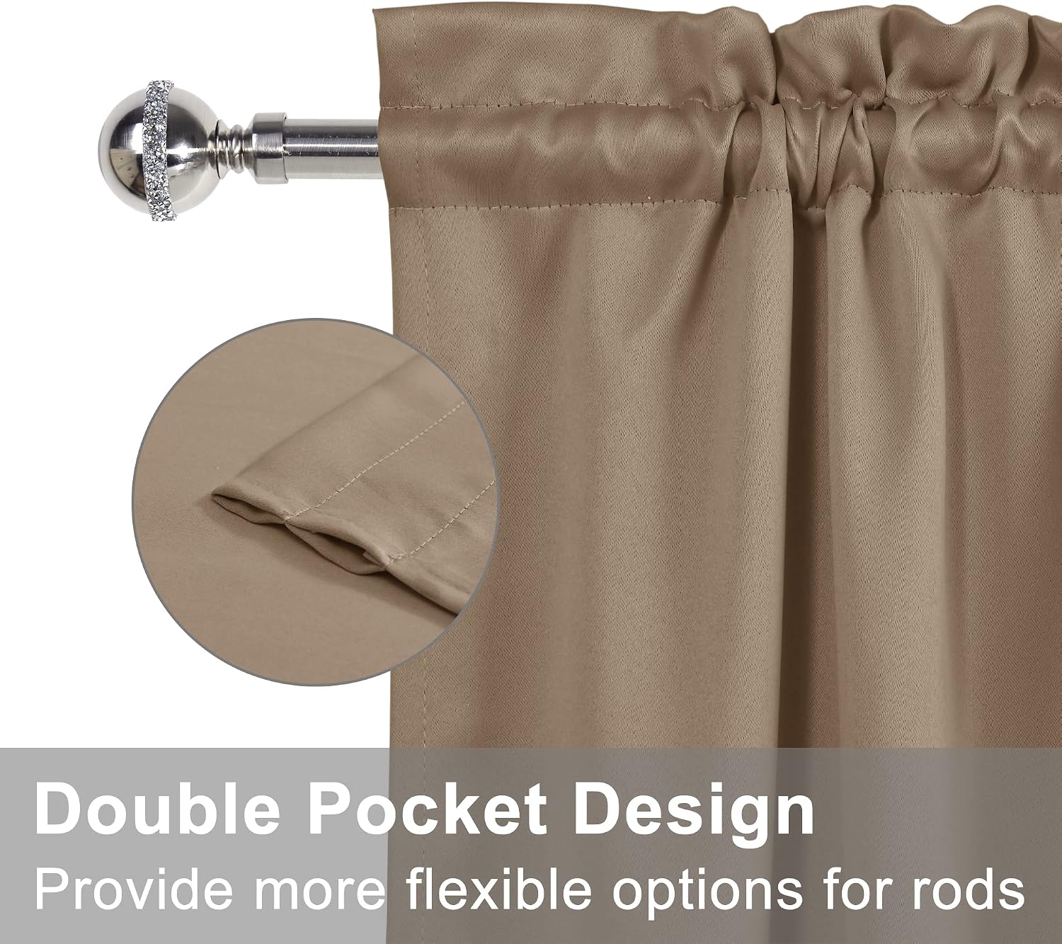 Thermal Blackout Door Curtain, Khaki - Image 3