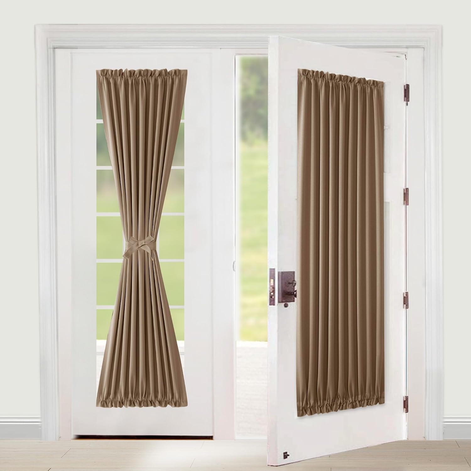 Thermal Blackout Door Curtain, Khaki