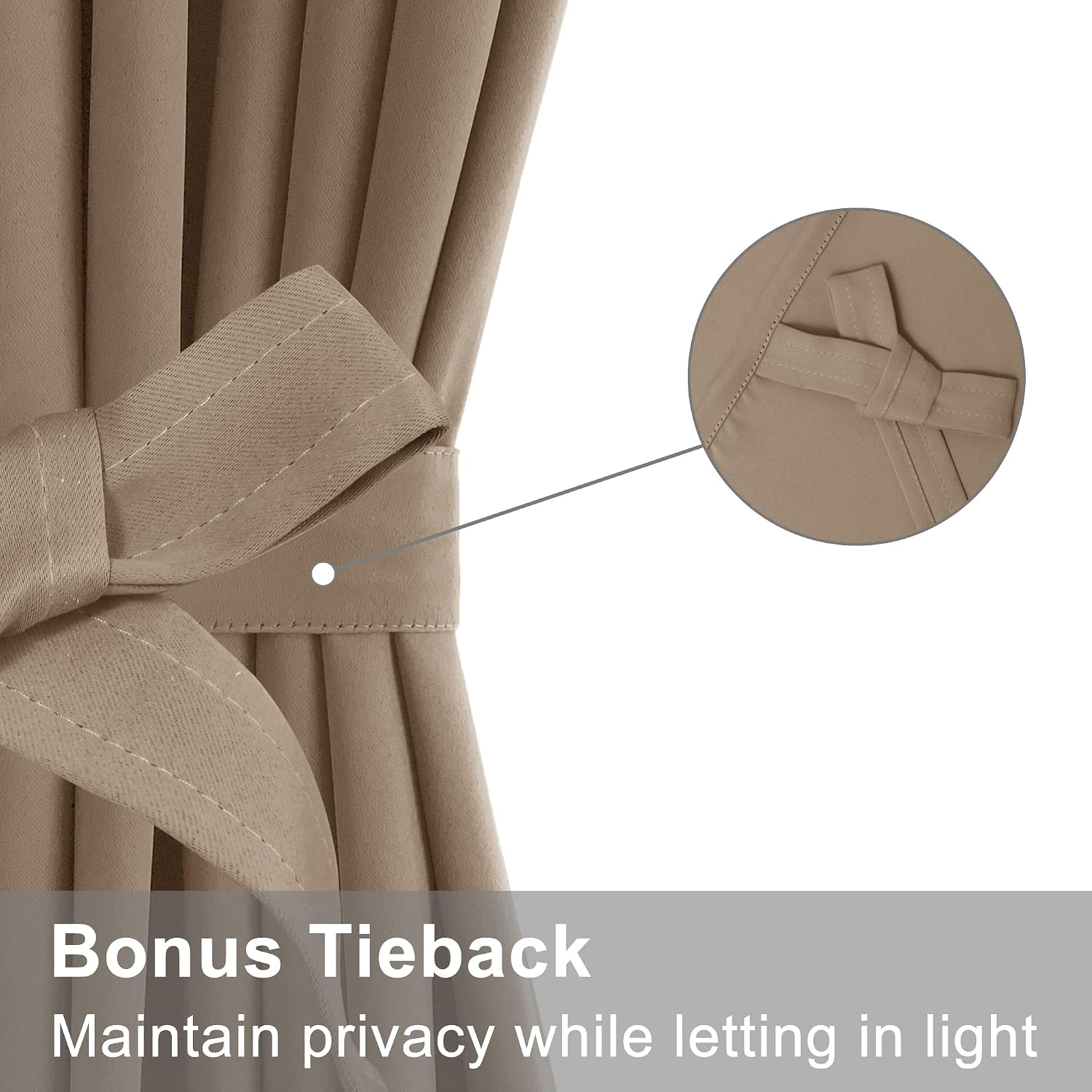 Thermal Blackout Door Curtain, Khaki - Image 2