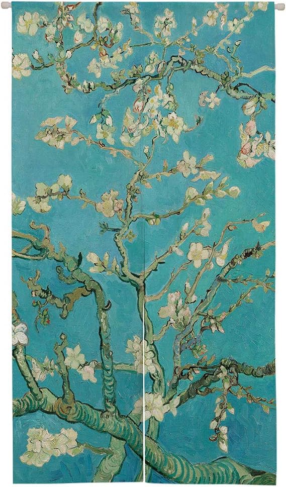Blue Floral Noren Door Curtain