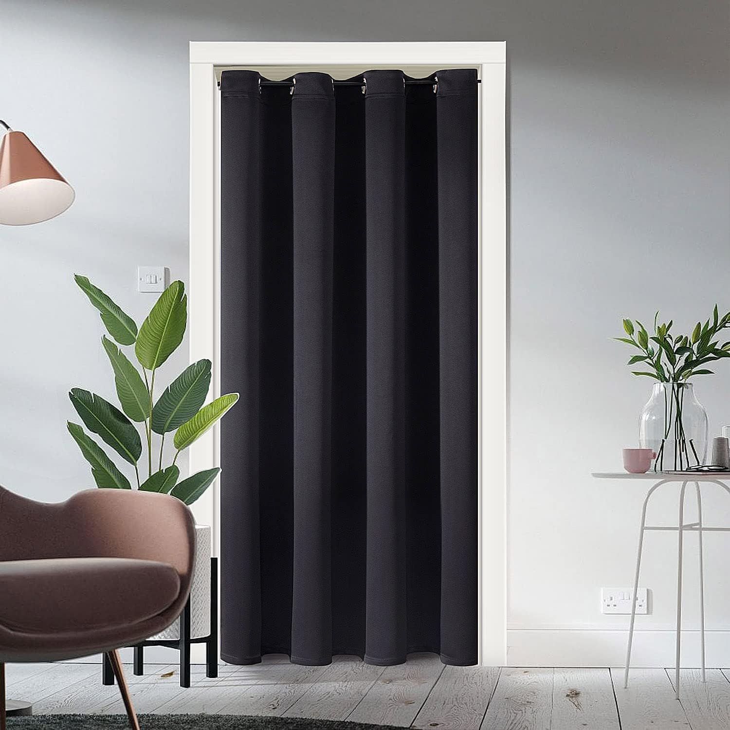 Blackout Doorway Curtain, Black