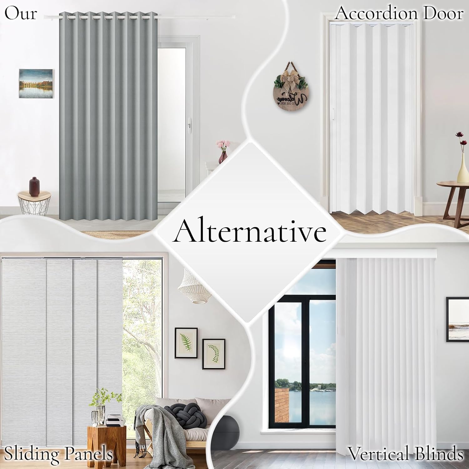 Magnetic Blackout Door Curtain, Grey - Image 4