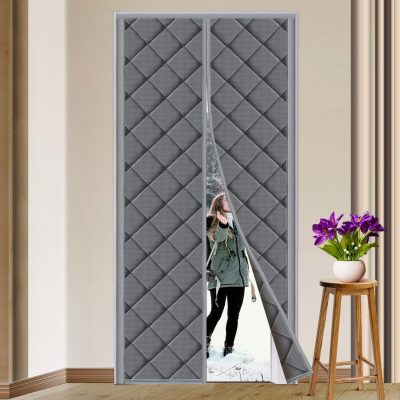 Grey Magnetic Thermal Insulated Door Curtain