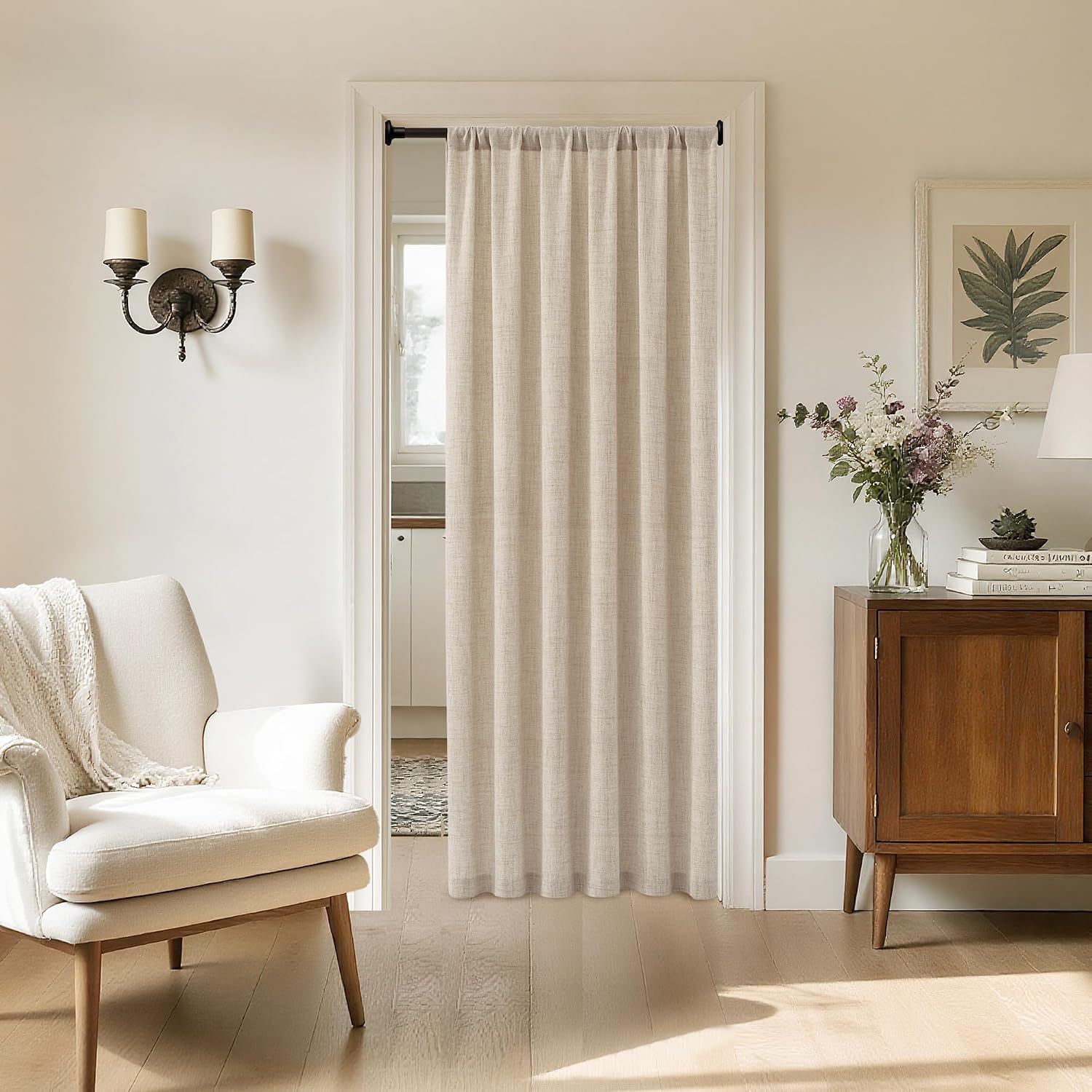 Linen Door Curtain, Natural - Image 3